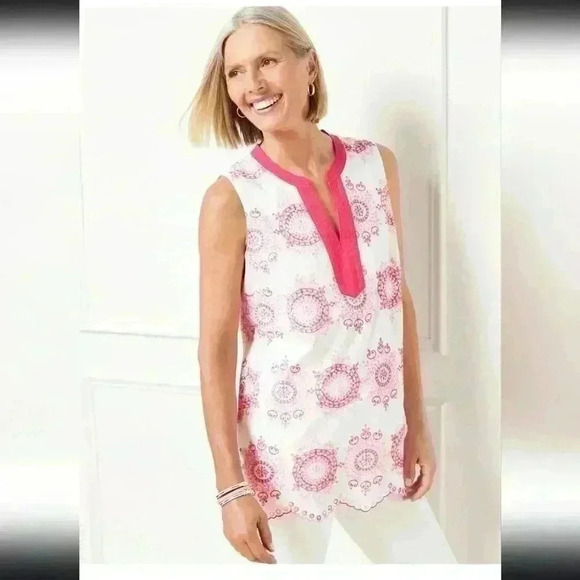 Talbots EMBROIDERED TUNIC SHELL - ARTISTIC MEDALLION Womens XLP Petite - Picture 2 of 12